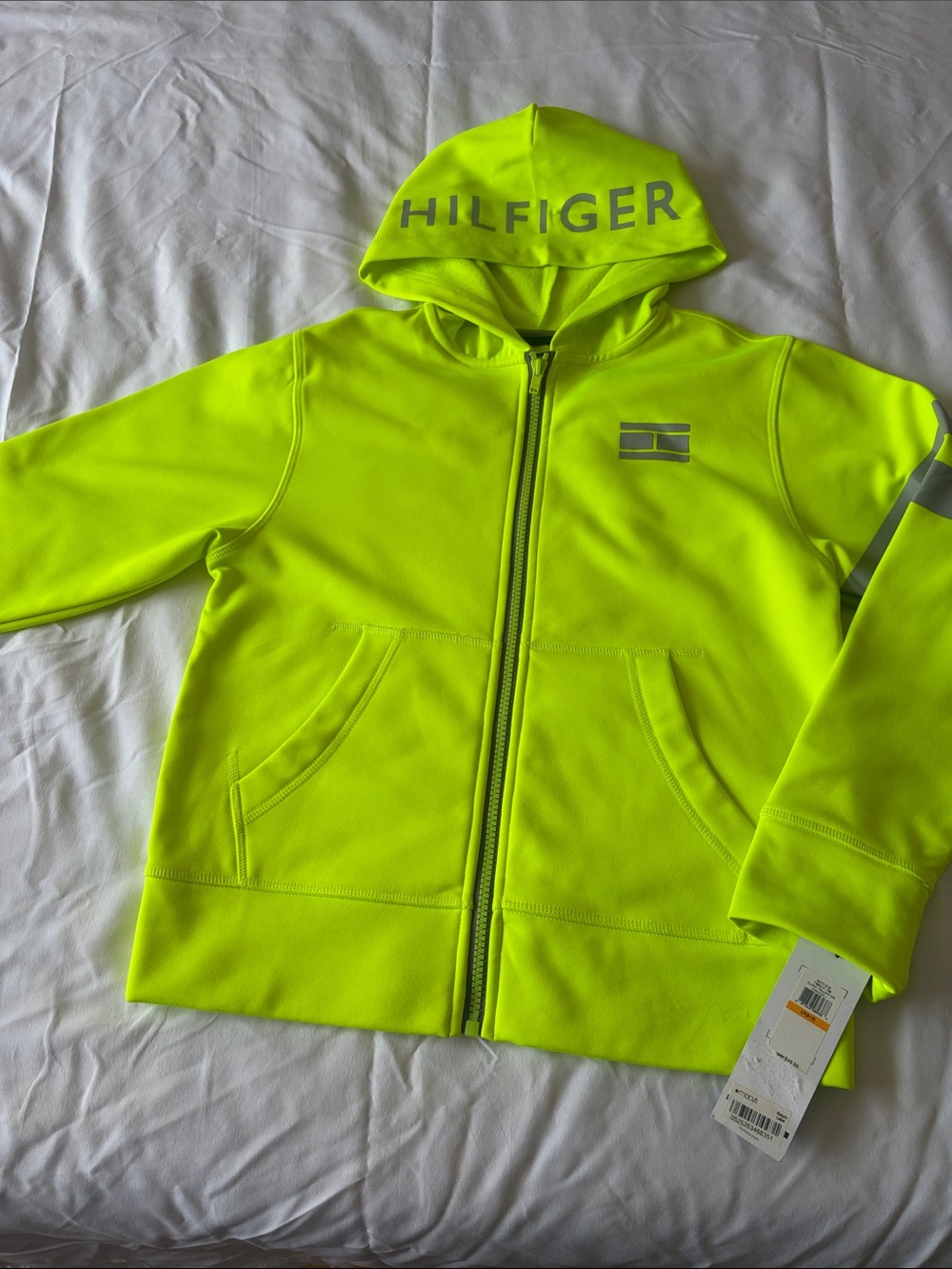 Tommy Hilfiger Neon Yellow Hooded Zip-Up Jacket